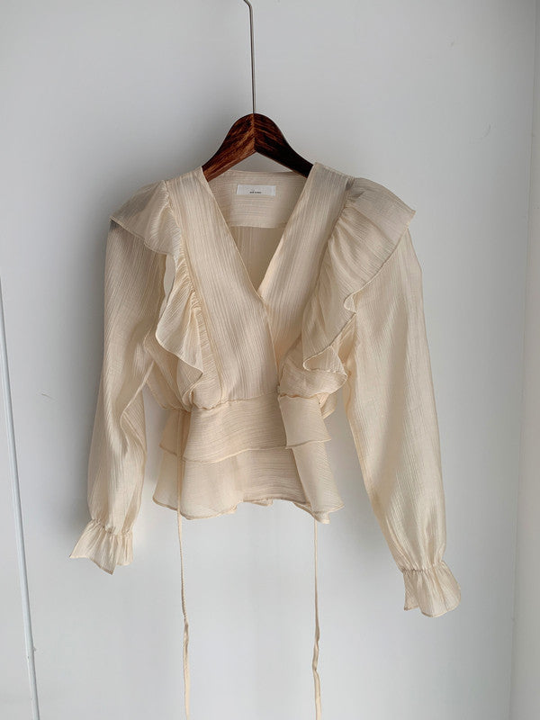 【Tops】フリルブラウス W11297