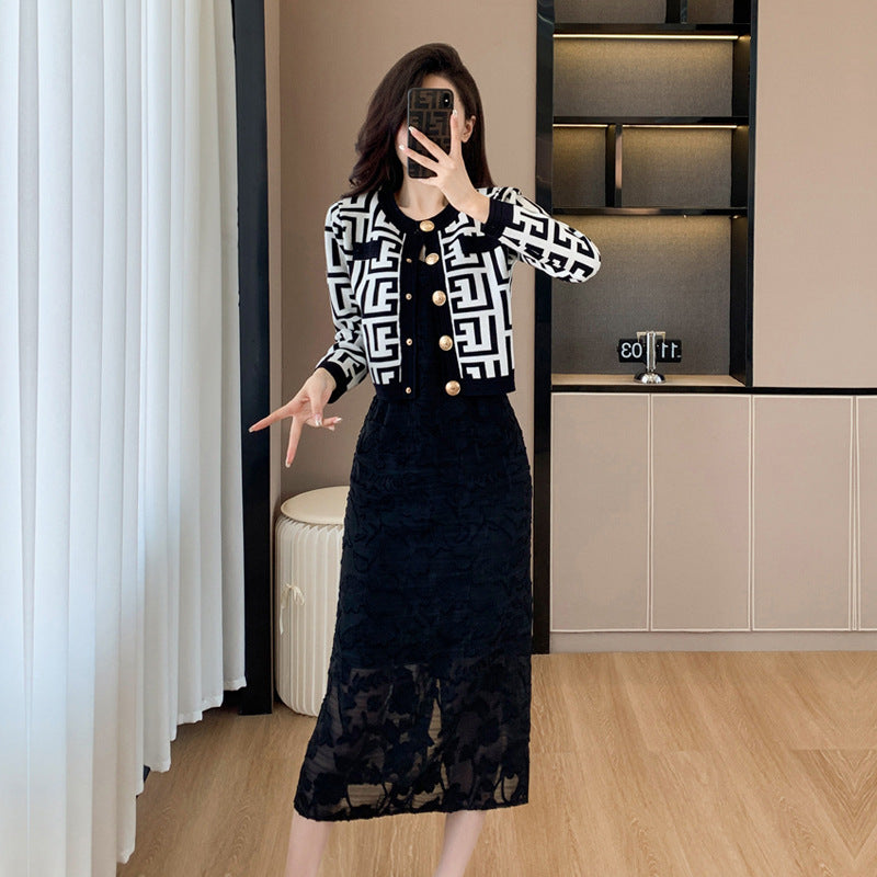 【Set】新入荷~カーデ +キャミワンピ 2点セット Z-6631