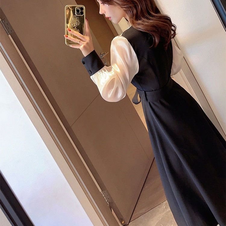 【Dress】配色OL通勤ワンピース Z7755