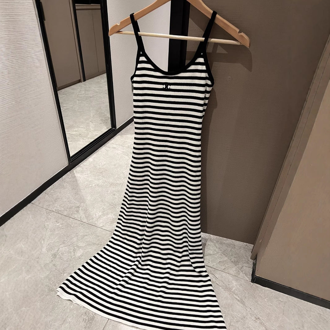 【Dress】サスペンダーアイスシルクニットドレス T01532