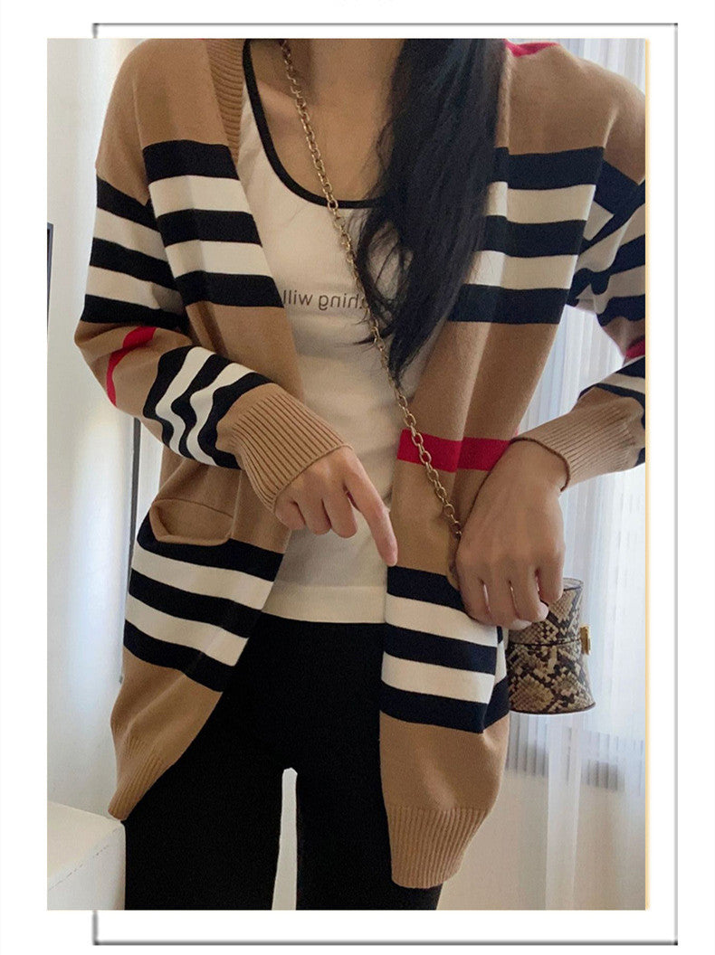 【Outer】ファッションニットカーディカン W14049