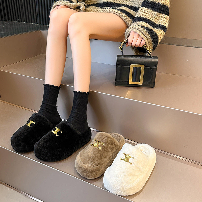 【Shoes】厚底ファースリッパ Z8165
