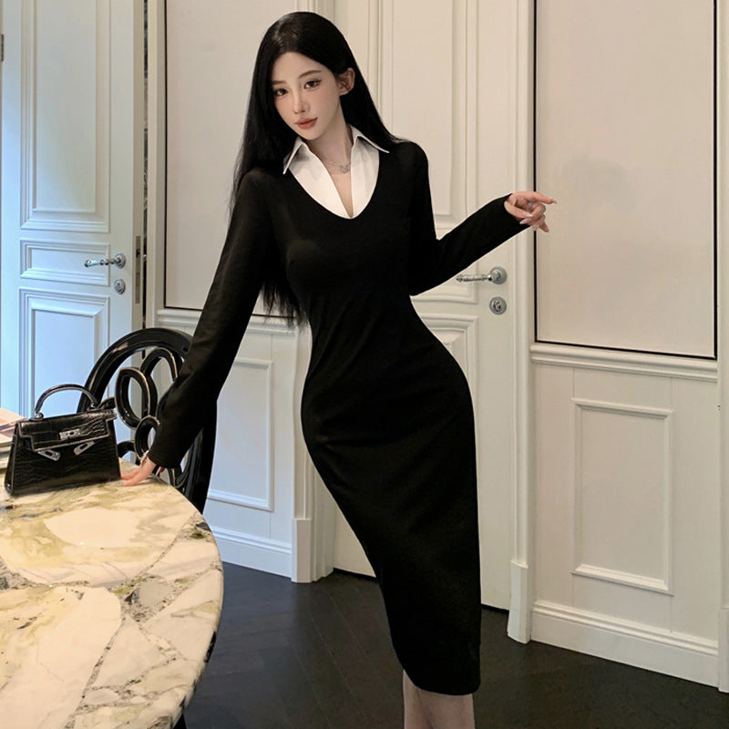 【Dress】配色タイトワンピース Z7691