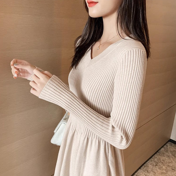 【Dress】新入荷~Aラインニットワンピース W9615