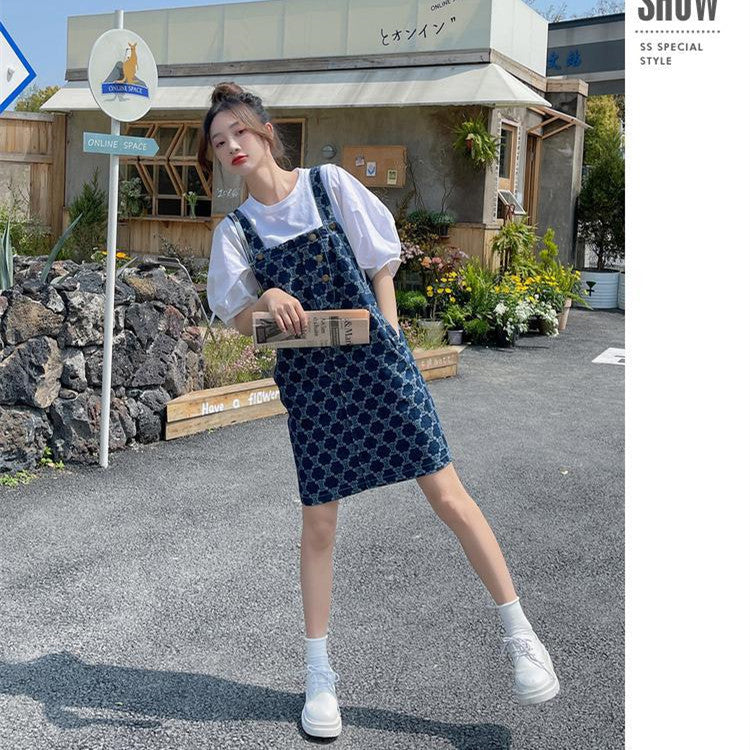 【Set】2点セット Tシャツ+サロペット  W12037