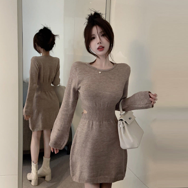 【Dress】透かし彫りニットワンピース Z7236