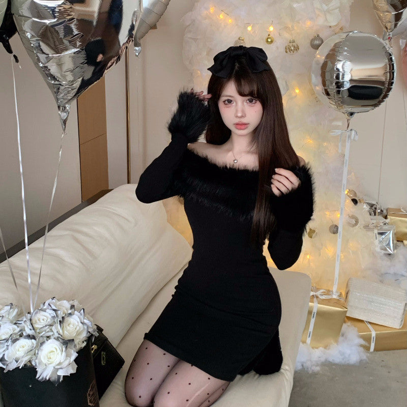 【Dress】クリスマスフェイクファーワンピース W14671