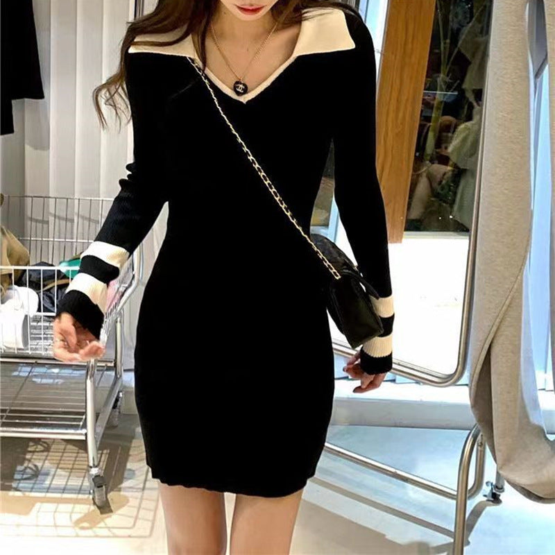 【Dress】配色タイトワンピース W13690
