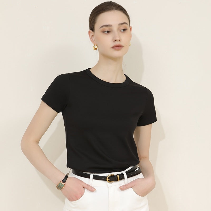 【Tops】無地ラウンドネックTシャツ T01656