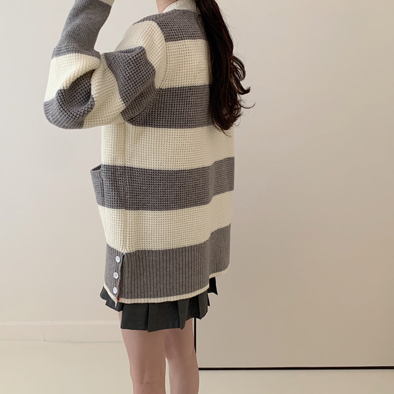 【Outer】ボーダー柄カーディガン W14324