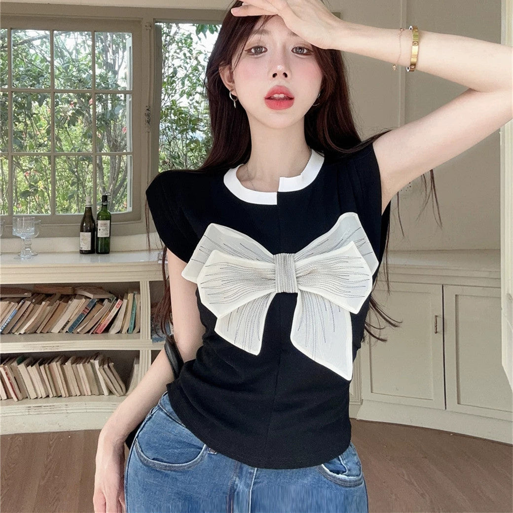 【Tops】2色展開リボンタンクトップ W11123