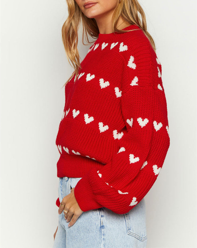 【Tops】2色展開ハート♡セーター W13563