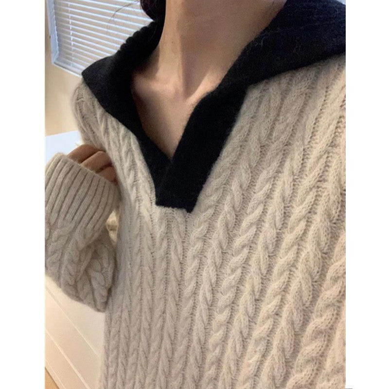 【Dress】POLOネックルーズ感ニットワンピース W9612