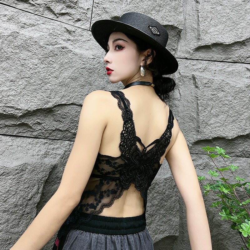 【Tops】ベアトップ付きレースタンクトップ W11533