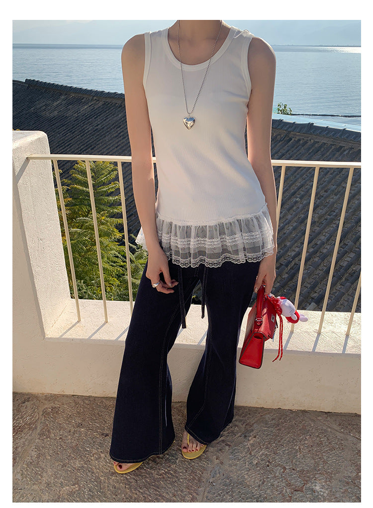 【Tops】レース切り替えタンクトップ T01333