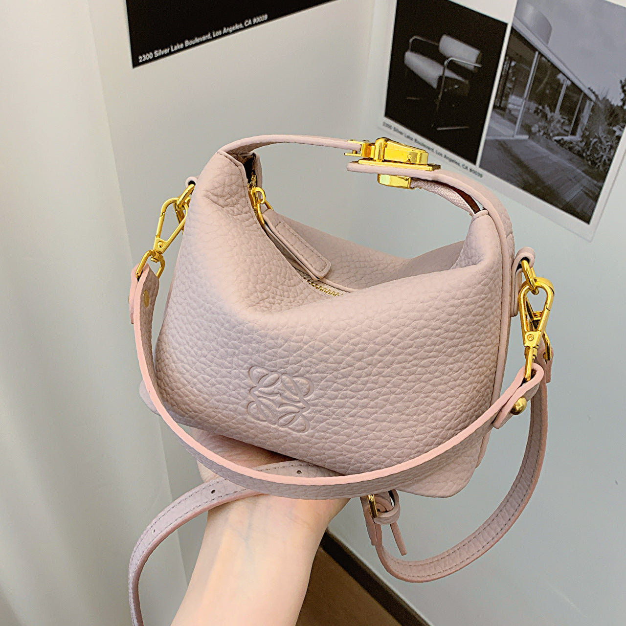 【雑貨】ペブルドレザーショルダーバッグ T01601