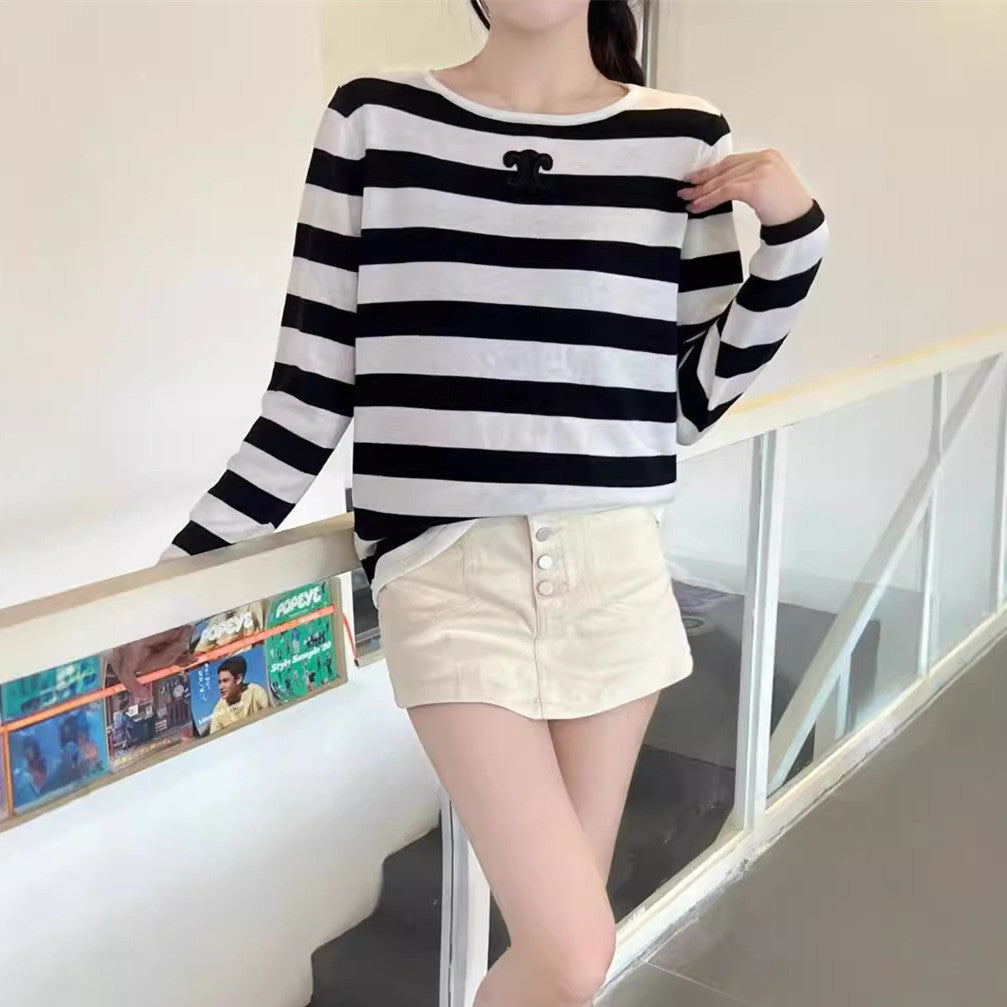 【Tops】ボーダー柄ニット W13444