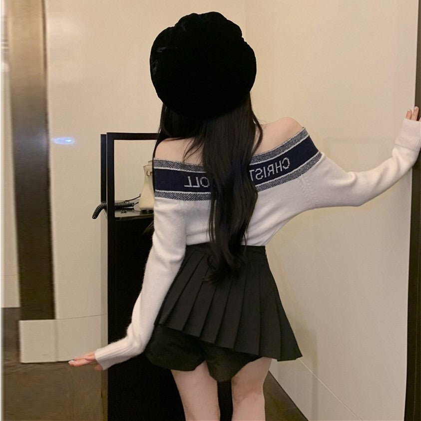 【Tops】ショルダーニットセーター Z7243