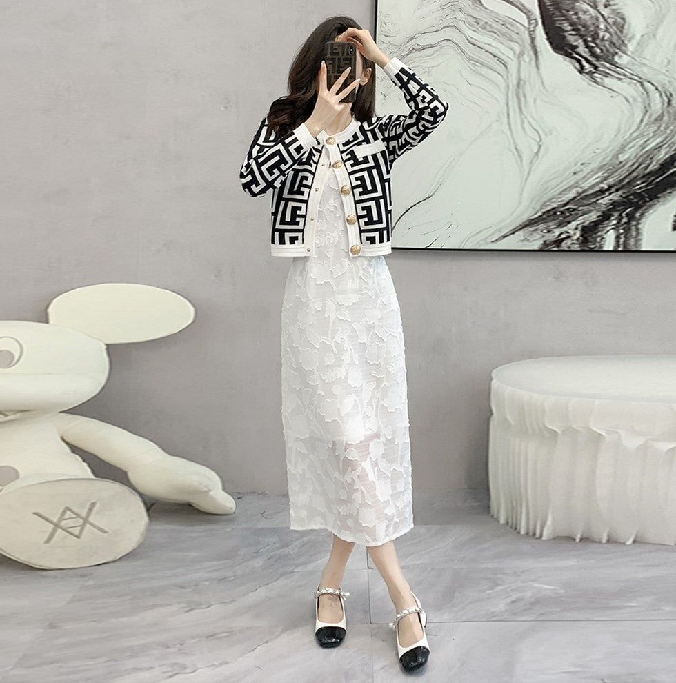 【Set】新入荷~カーデ +キャミワンピ 2点セット Z-6631