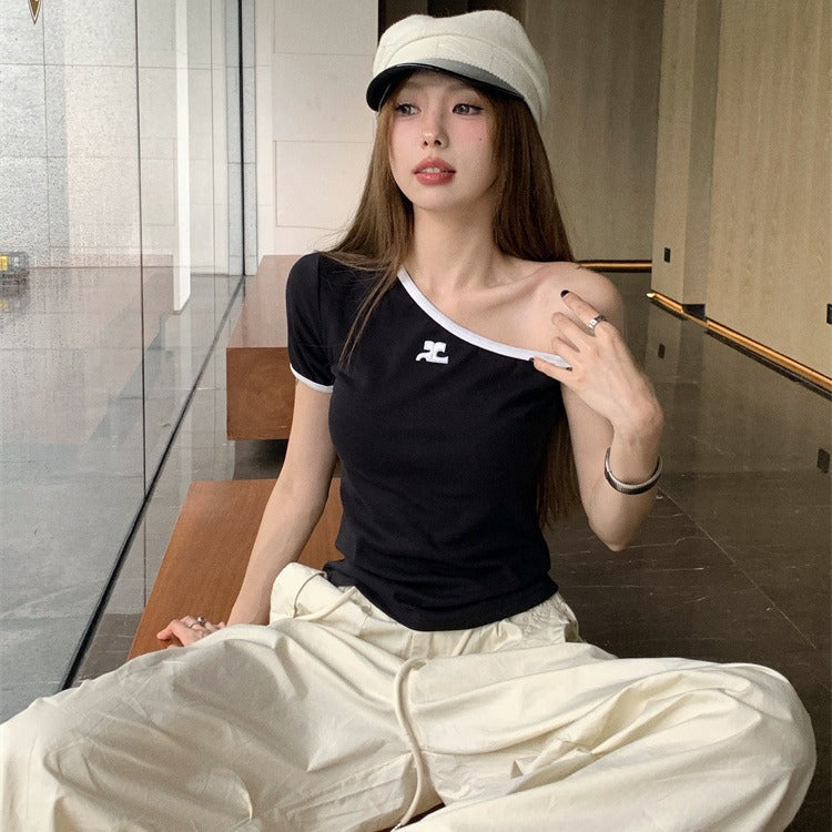 【Tops】新入荷~ワンショルダーTシャツ W11157