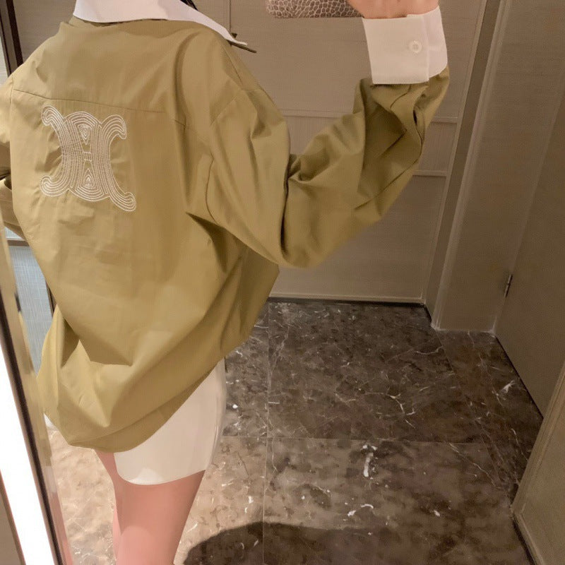【Tops】カジュアル配色シャツ W11005