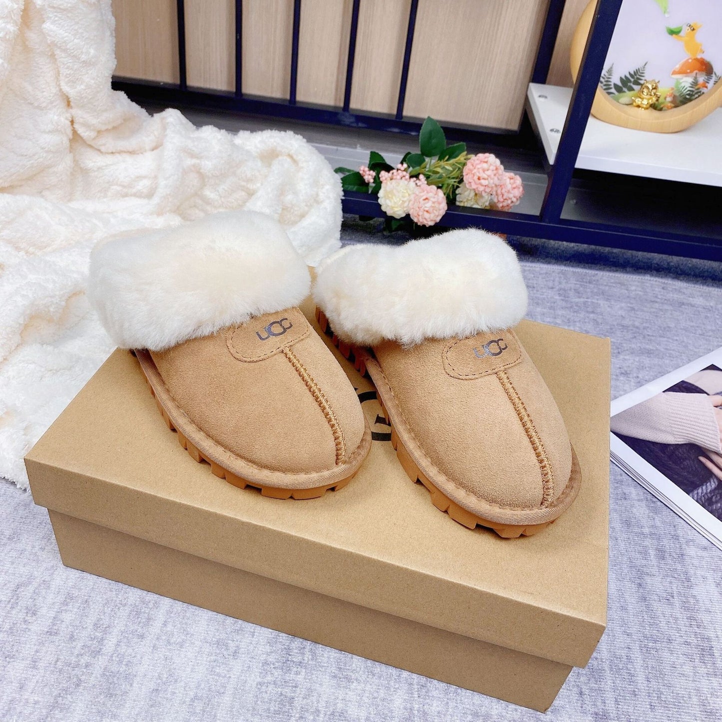 【Shoes】裏起毛スリッパ W14551