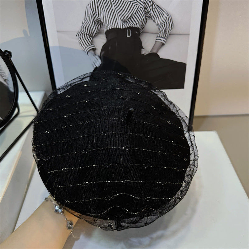 【雑貨】チュール飾りベレー帽 Z8227