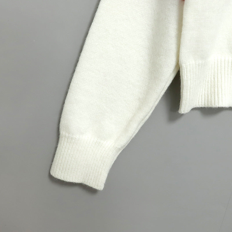 【Tops】2色展開~配色セーター W14755