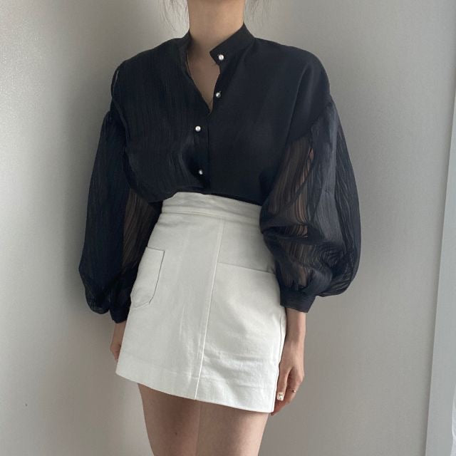 【Tops】パフースリーブシャツ Z7392
