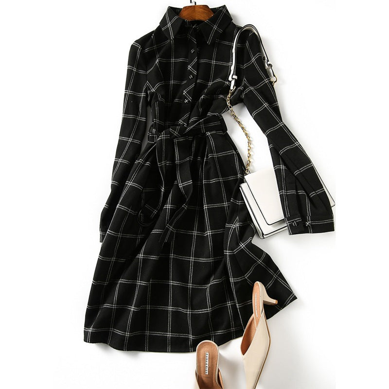 【Dress】チェック柄シャツワンピース W8626