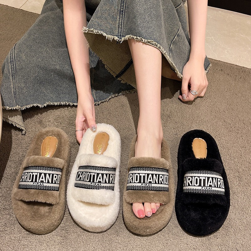 【Shoes】5㎝厚底ファースリッパ W13372