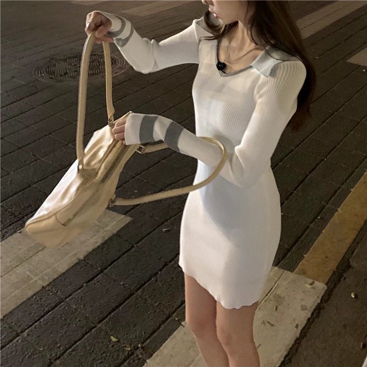 【Dress】配色タイトワンピース W13690