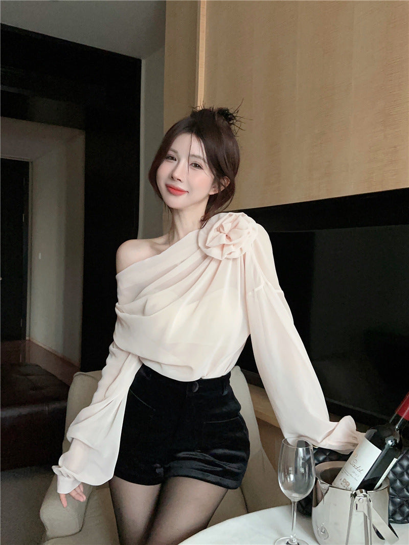 【Tops】透け感シフォンブラウス Z7061