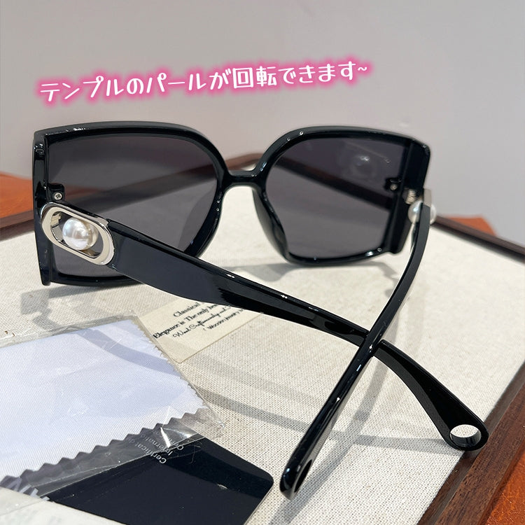 【雑貨】おしゃれサングラス回転可能なパール付き T01791