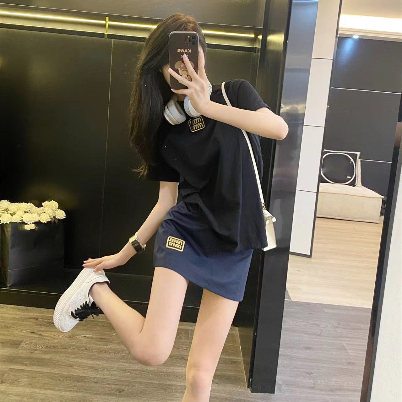 【Set】2点セット Tシャツ + スカート W12255