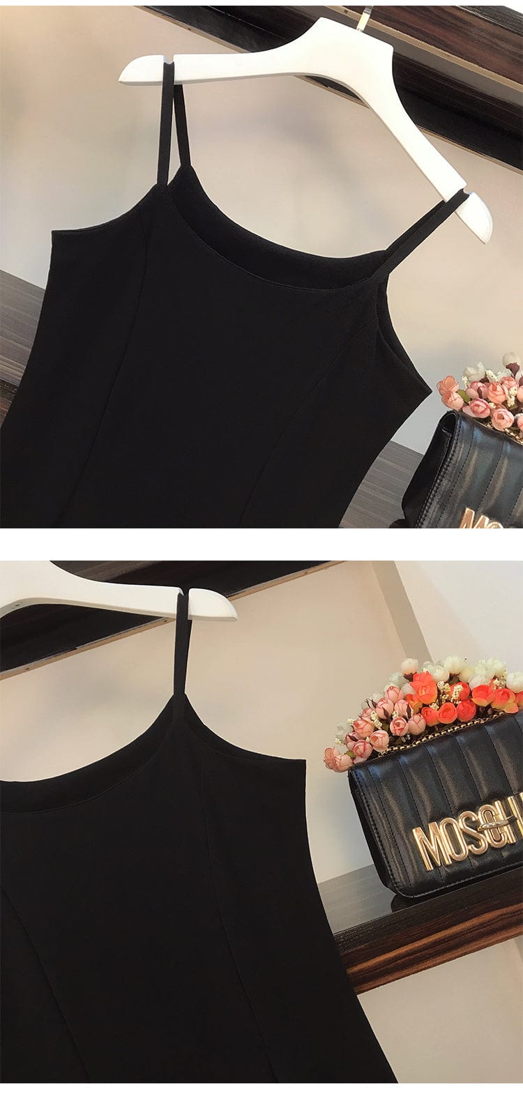 【Set】チェック柄シャツ + キャミワンピース重ね着2点セット   Z-2403