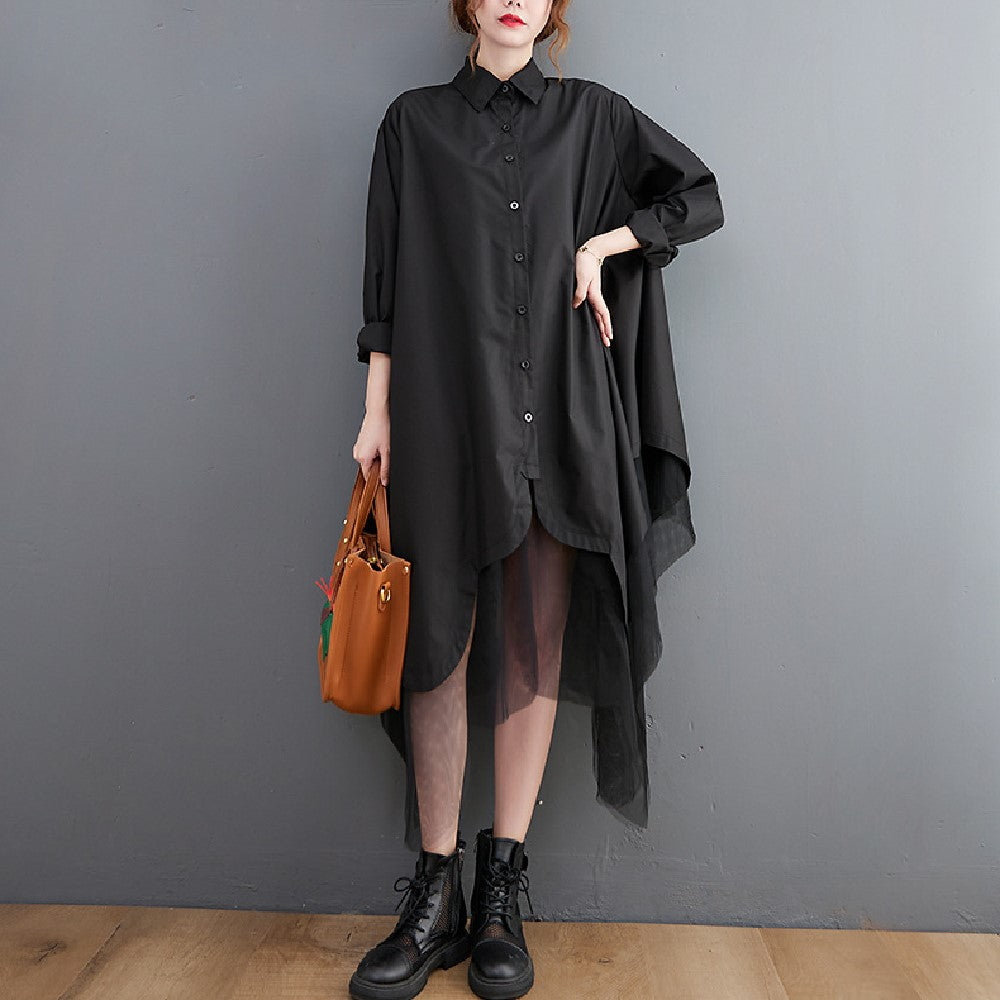 【Dress】体型カバーシャツワンピース Z7695