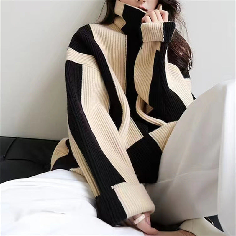 【Tops】ハイネック秋冬ニットプルオーバー Z7746