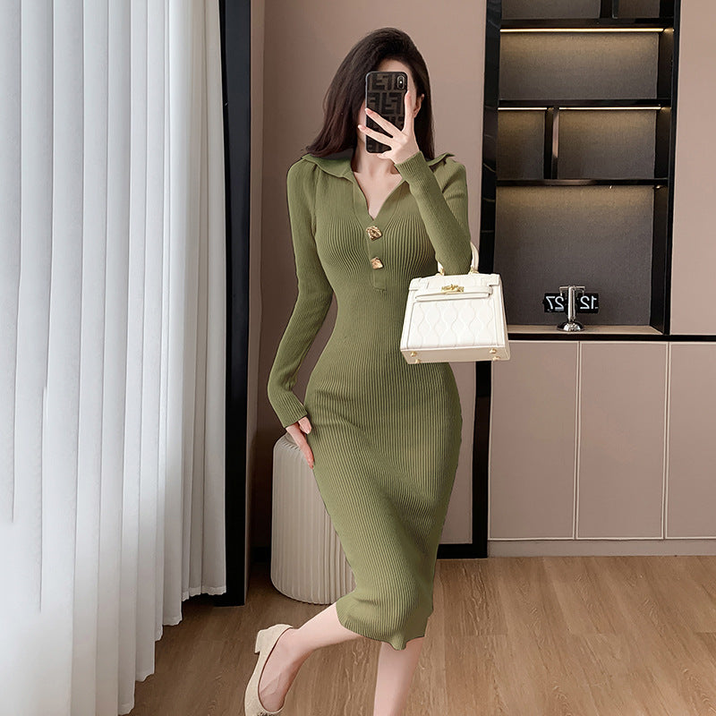 【Dress】POLOネックワンピース W10177