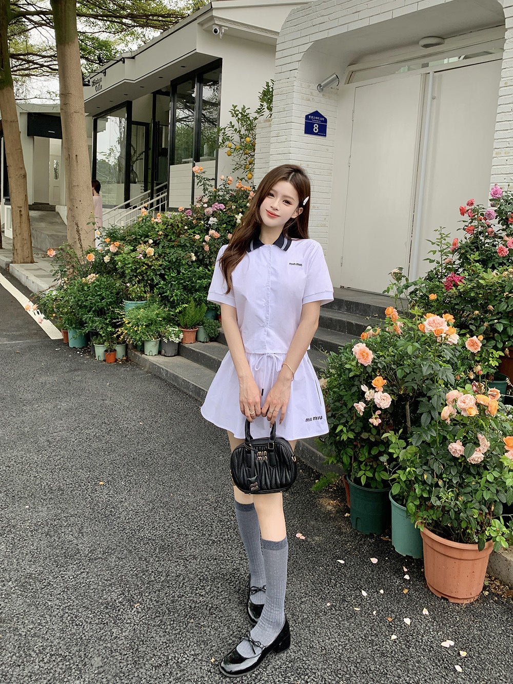 【Set】シャツ+スカート2点セット W11980