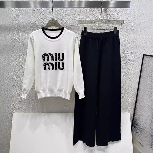 【Set】4色選択可ニット+パンツ 2点セット  W14395