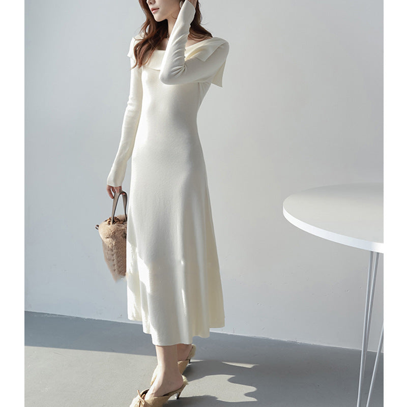 【Dress】フレンチレトロ風ニットワンピース W9573
