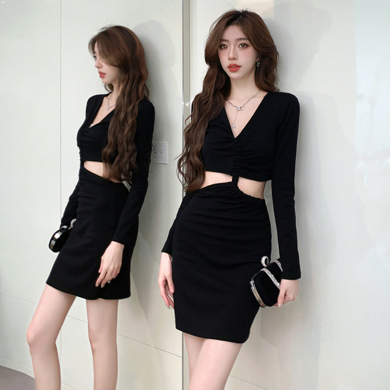 【Dress】ウエスト透かし彫りワンピース Z7754