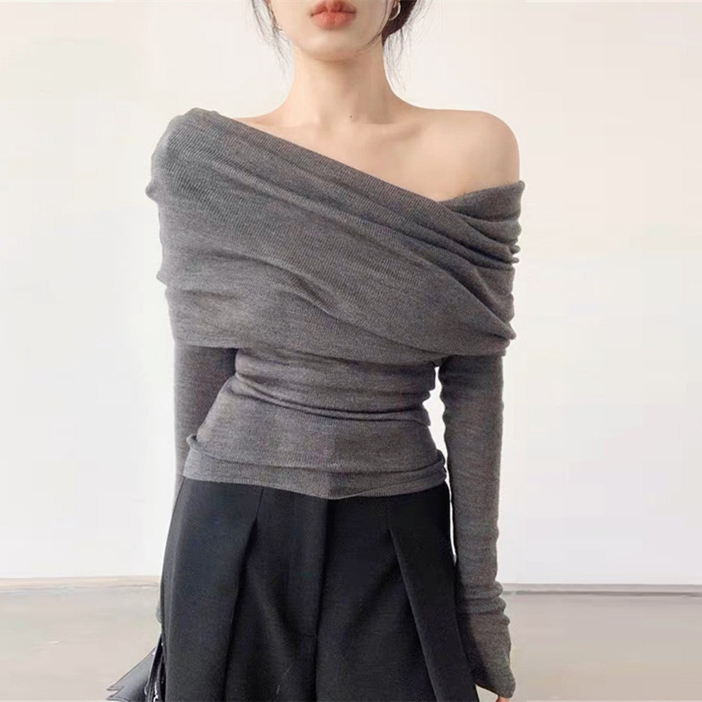 【Tops】オフショルダーニット W14121