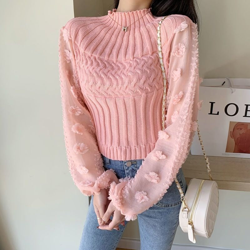 【Tops】透かし彫りニット W13225