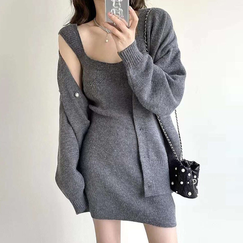 【Set】新作アイテム~ニット2点セット カーディガン+ワンピース W7781