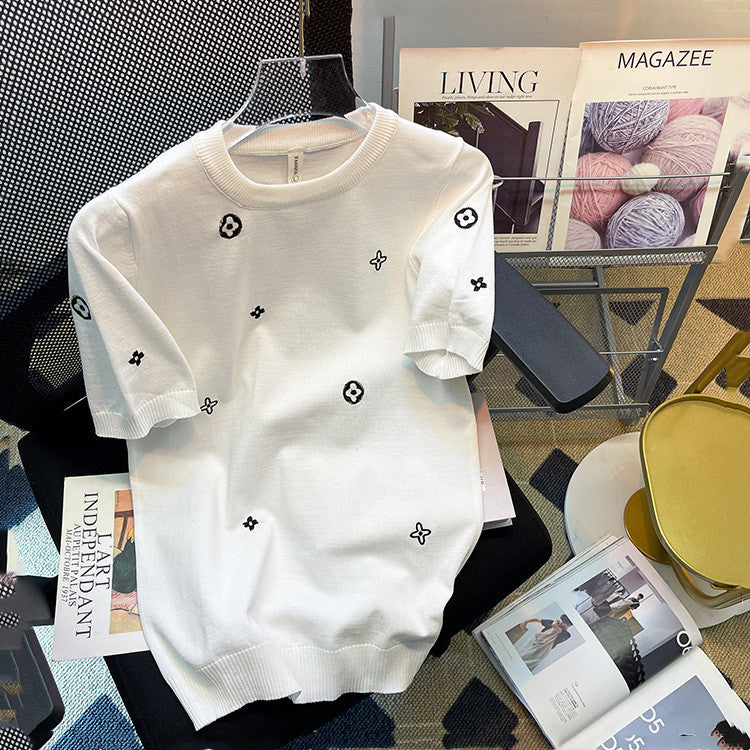 【Tops】ニットTシャツ W12426