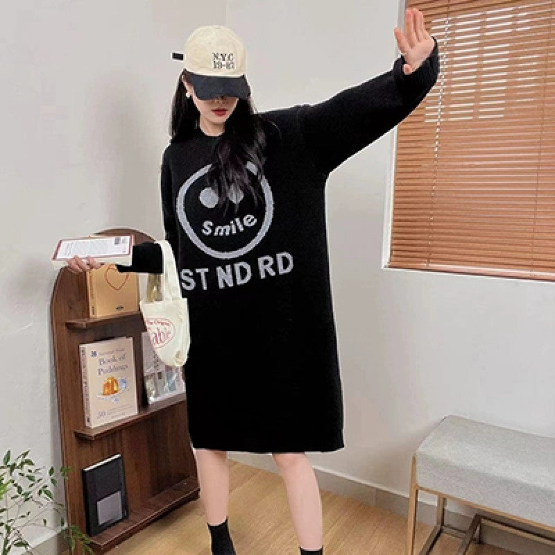 【Dress】新入荷~ニコちゃニットワンピース W9756