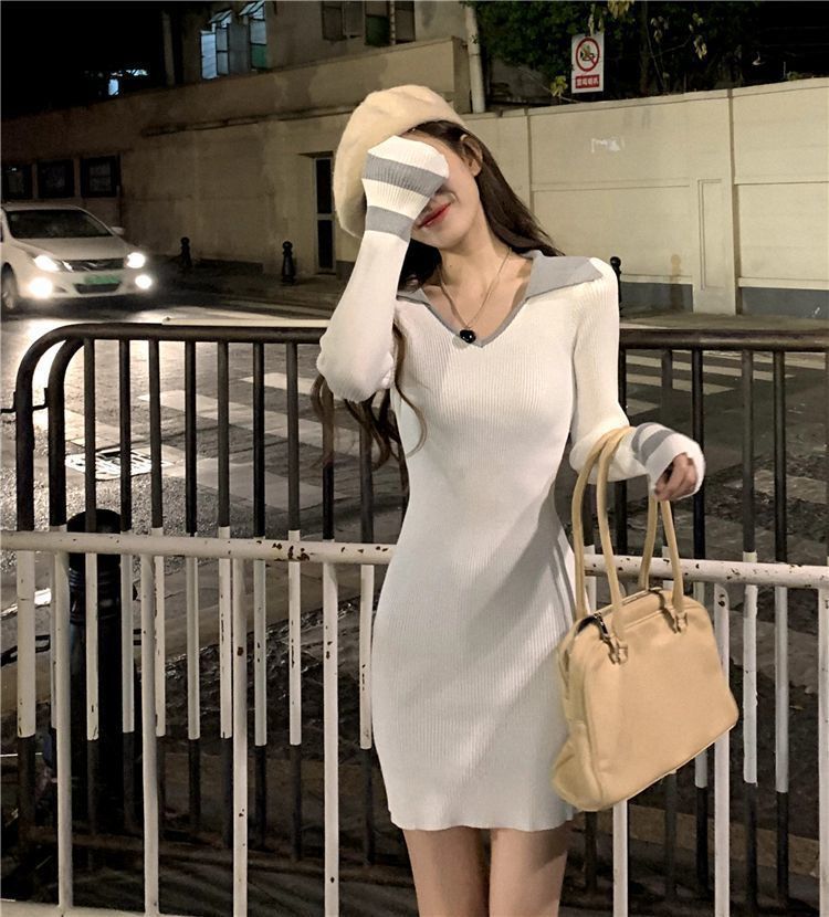 【Dress】配色タイトワンピース W13690
