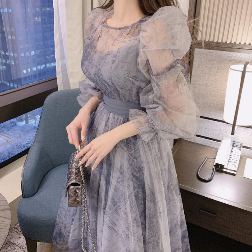 【Dress】フェミニン春秋チュールワンピース Z7335